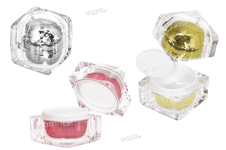 Luxury 50ml acrylic cream jar with sealing disc and EPE liner inserted in the cap.  