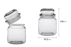 Dose 500ml Glas, transparent mit Deckel und luftdichtem Verschluss-εικόνα_διαστάσεις