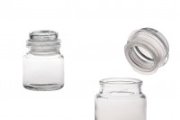 Transparent 100 ml glass jar with rubber glass stopper