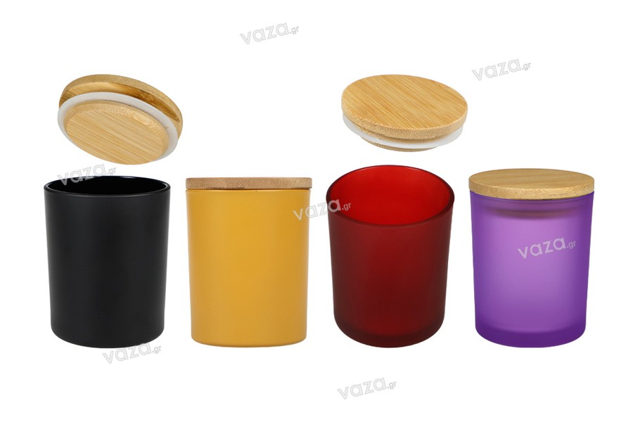 Glass jar 70x84 mm with wooden lid and rubber