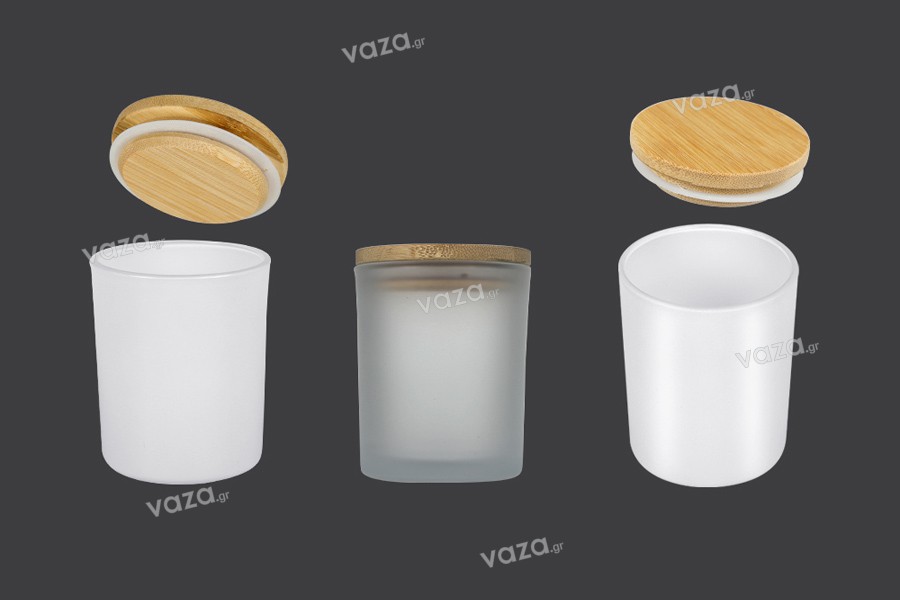 Glass jar 70x84 mm with wooden lid and rubber