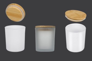 Bocal en verre 80x90 mm avec couvercle en bois et caoutchouc-8