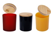 Glass jar 100x90 mm with wooden cap and rubber