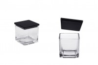 Glass decorative square jar 130 ml 60x60x60 mm with wooden lid for candle