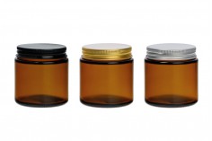 Glass amber jar 100 ml with aluminum cap and inner liner