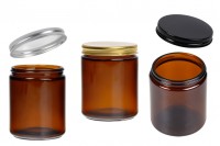 Glass amber jar 250 ml with aluminum cap and inner liner
