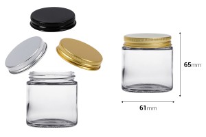 Glass clear jar 100ml with aluminum cap and inner liner-εικόνα_σύνθεση