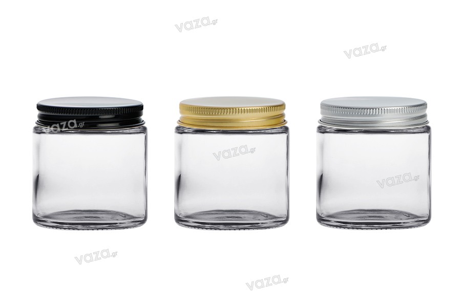 Glass clear jar 100 ml with aluminum cap and inner liner