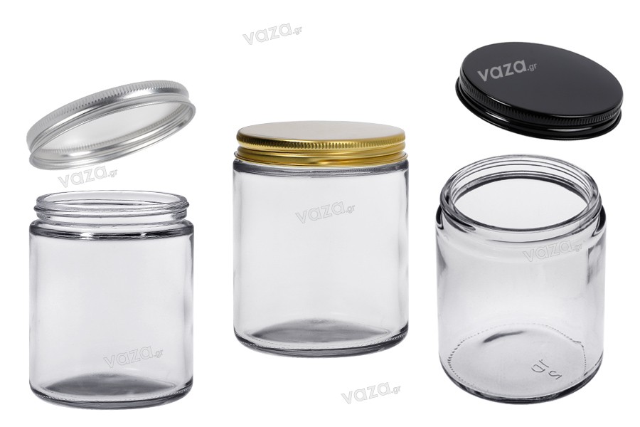 Glass clear jar 250 ml with aluminum cap and inner liner