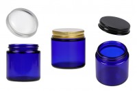 Glass blue jar 100 ml with aluminum cap and inner liner