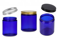 Glass blue jar 250 ml with aluminum cap and inner liner