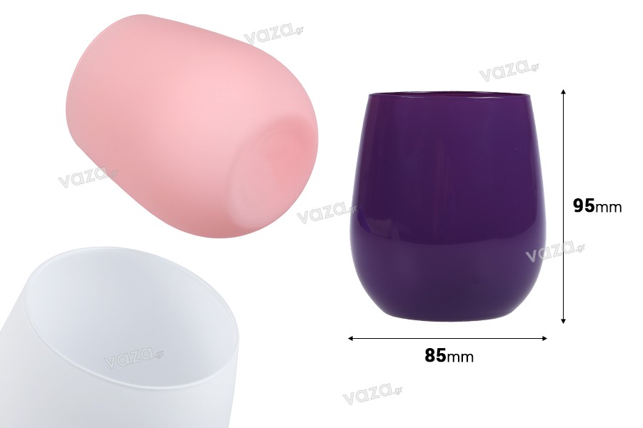 Βάζο (ποτήρι) 350 ml γυάλινο σε διάφορα χρώματα - χωρίς καπάκι