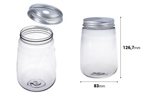 Plastikglas (PET) 500 ml in klarer Farbe mit Deckel für Milch, Saft, Getränke – 6 Stück-εικόνα_διαστάσεις