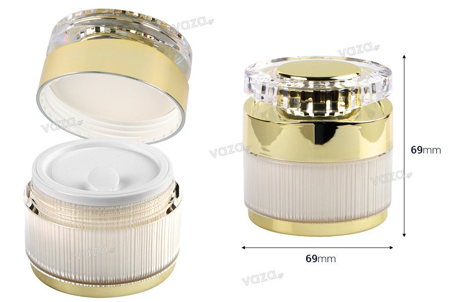 Luxury 50 ml acrylic jar for cream with acrylic cap and plastic gasket