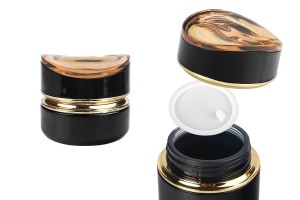 Pot en verre de luxe de 30 ml de couleur noire pour crème avec couvercle en acrylique et joint en plastique