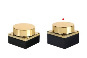 Glass luxury jar 50ml in black matte color for cosmetic use with gold cap and plastic gasket-6