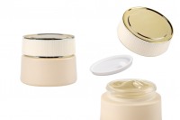 Luxury 50 ml glass jar in beige matte for cream with cap and plastic gasket
