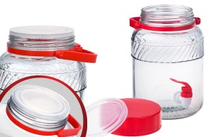 Bocal en verre de 3litres avec robinet en plastique pour le stockage des aliments et des boissons-εικόνα_διαστάσεις