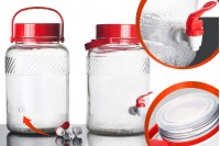 Βάζο γυάλινο 5 λίτρα με πλαστικό βρυσάκι για αποθήκευση τροφίμων και ποτών