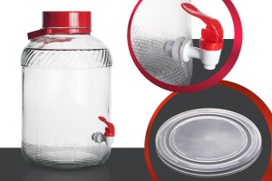 Bocal en verre de 10litres avec robinet en plastique pour le rangement des aliments et des boissons-εικόνα_προϊοντική