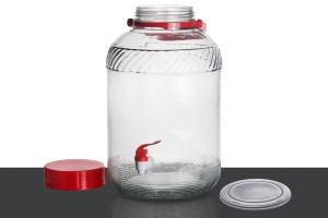 Bocal en verre de 10litres avec robinet en plastique pour le rangement des aliments et des boissons-εικόνα_σύνθεση