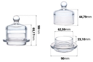 Petit pot en verre rond décoratif avec couvercle en verre pour dragées et bonbons-3