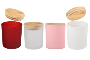 Glass jar 300ml with wooden cap and rubber in different colors-εικόνα_σύνθεση