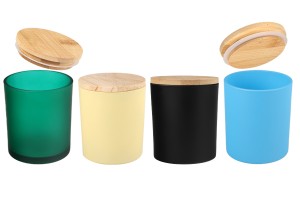 Glass jar 300ml with wooden cap and rubber in different colors-εικόνα_προϊοντική