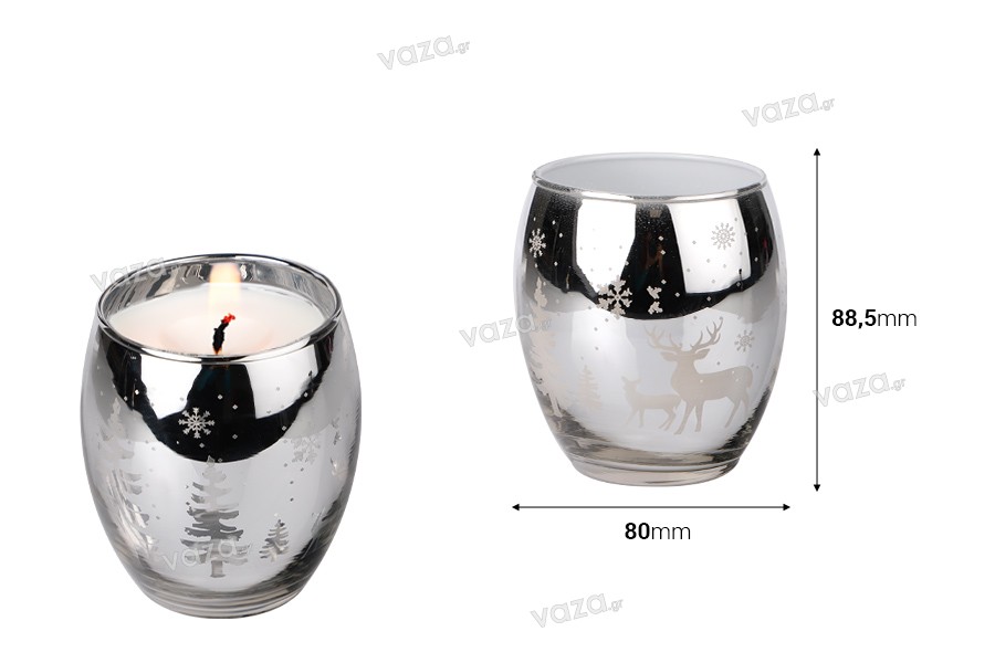 Christmas decorative glass jar 300 ml suitable for tea lights and candles