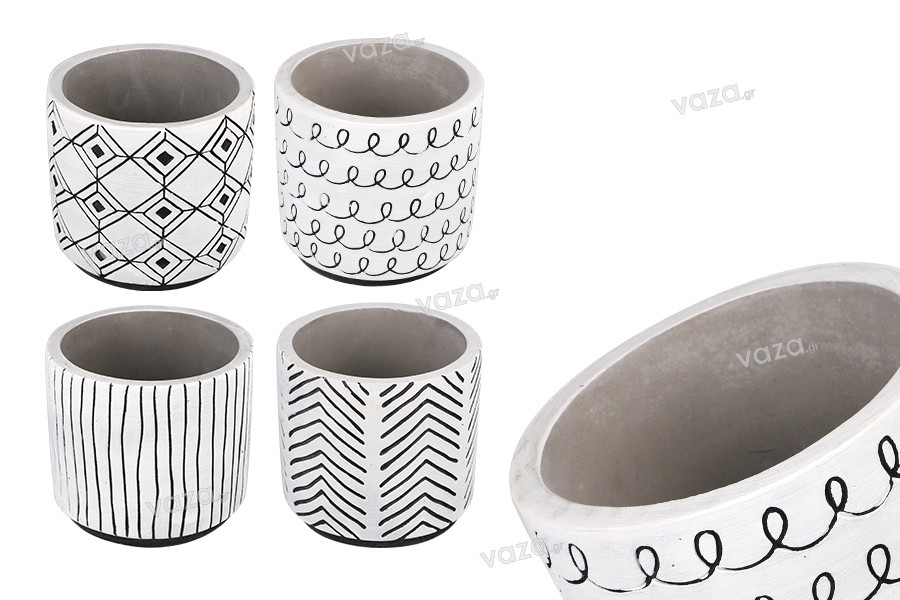 Decorative cement jar 102x92 mm in different designs - 4 pcs