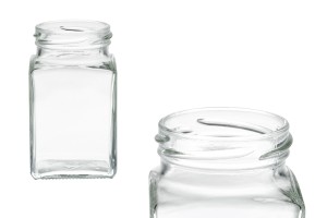 Βάζο 260ml γυάλινο, τετράγωνο για μέλι, γλυκά (T.O 58) - 48 τμχ-1