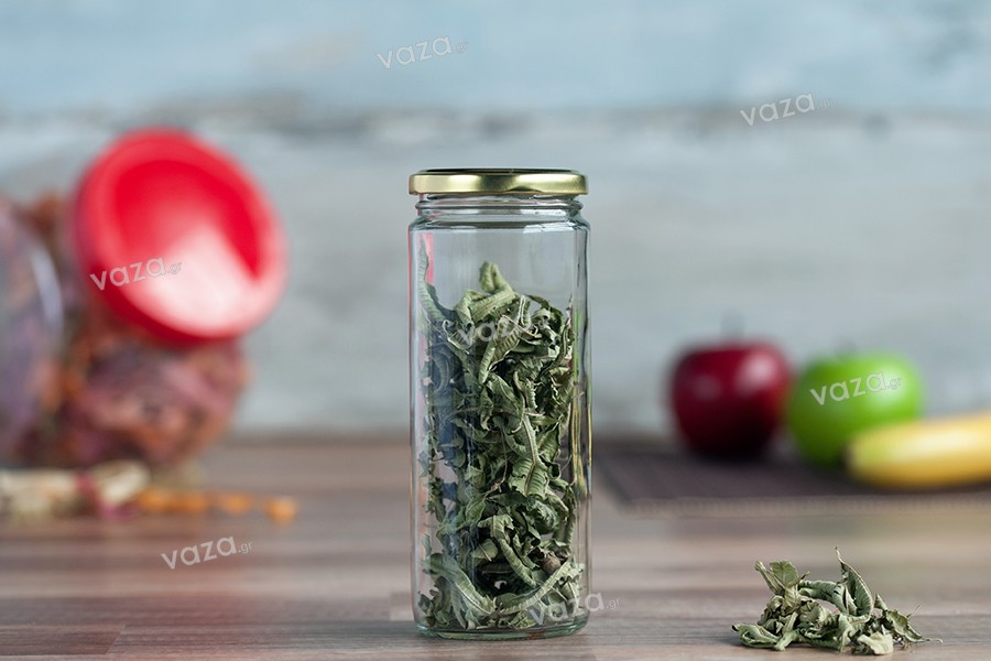 Pot en verre sous la forme d'un tube 500 ml pour aliments et épices (Twist Off 63)