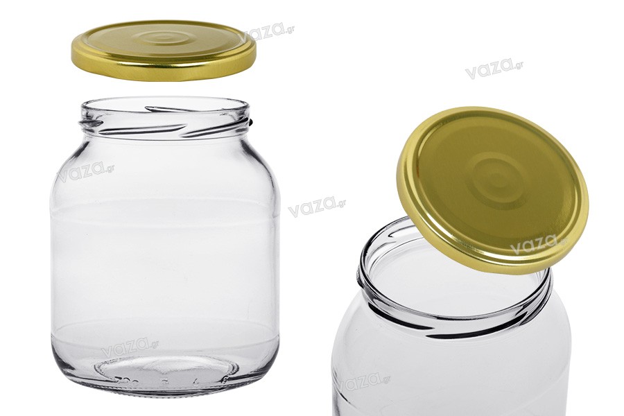 Bocal ovale en verre 720 ml avec couvercle doré et flip top - 24 pcs