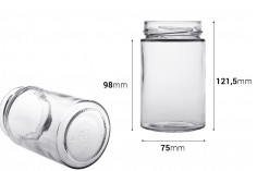 Cylindrical 370ml glass jar, 70/15OT (deep) finish