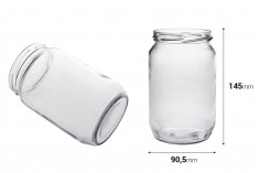 Pot en verre cylindrique 720 ml transparent - pour 1 kg de miel * - 12 pcs
