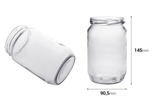 Pot en verre cylindrique 720 ml transparent - pour 1 kg de miel * - 12 pcs-2