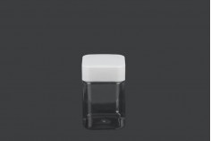 Βάζο για άλατα 400 ml, τετράγωνο, διάφανο, πλαστικό (PET) με άσπρο καπάκι και υψίσυχνο παρέμβυσμα
