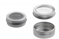 Pot en aluminium de 30ml argent avec fenêtre sur le couvercle - 12 pcs