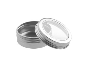 Vasetto in alluminio argentato da 30 ml con finestra sul tappo - 12 pz-εικόνα_διαστάσεις