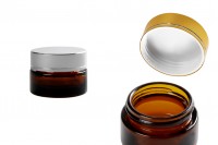 Glass jar for creams 20 ml in amber color with lid
