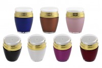 Petit pot en plastique airless de 30ml avec couvercle s'ouvrant dans le sens inverse des aiguilles d'une montre - différentes couleurs