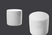 Vasetto di plastica in colore bianco a doppia parete da 50 ml e sottotappo – 12 pz