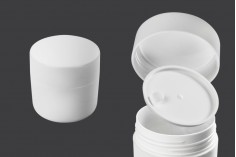 White 50ml double wall plastic cream jar with sealing disc - available in a package with 12 pcs
