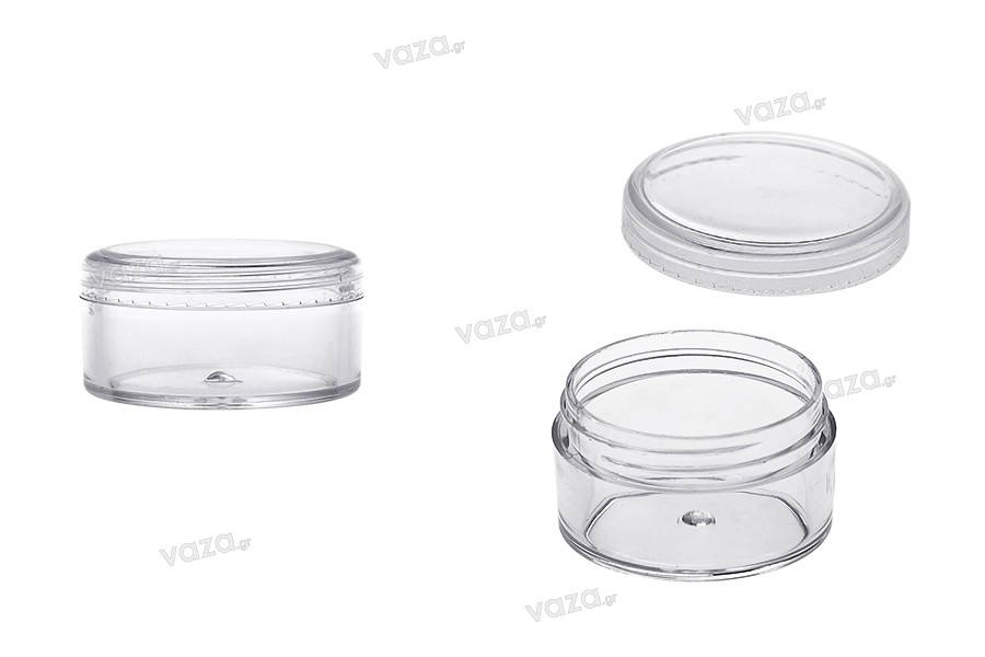30ml transparent plastic jar with cap in size 49x27 mm - 12 pcs