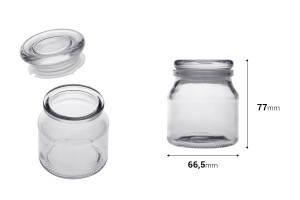 Petit pot en verre de 100ml avec couvercle en verre et fermeture hermétique-εικόνα_διαστάσεις