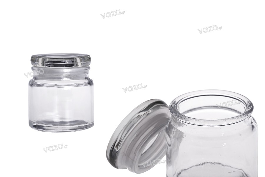 60 o 90 Vasetti in vetro capacità 106 ml con Tappi bianchi 