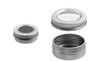 Vasetto in alluminio argentato da 15 ml con finestra sul tappo - 12 pz-εικόνα_προϊοντική