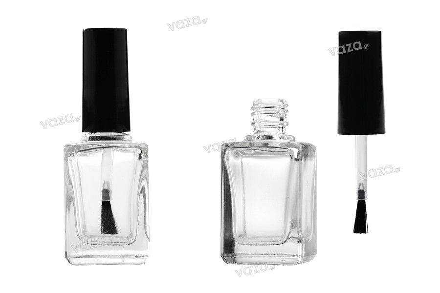 12ml square nail polish bottle with brush cap - 6 pcs