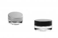 Glass jar - 5 ml - transparent with cap in black or silver and inner liner
