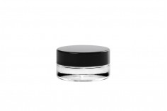 Transparent 5ml glass cream jar with cap and EPE liner inserted in the cap